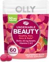 OLLY Undeniable Beauty Gummy, For Hair, Skin, Nails, Biotin, ויטמין C, Keratin, Chewable Supplement, Grapeפרי, 30 יום אספקה - 60 הרוזן