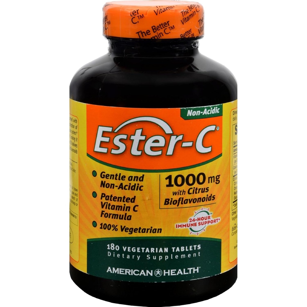 4 Pack of American Health Ester-C עם Citrus Bioflavonoids - 1000 מ"ג - 180 טבליות צמחוניות