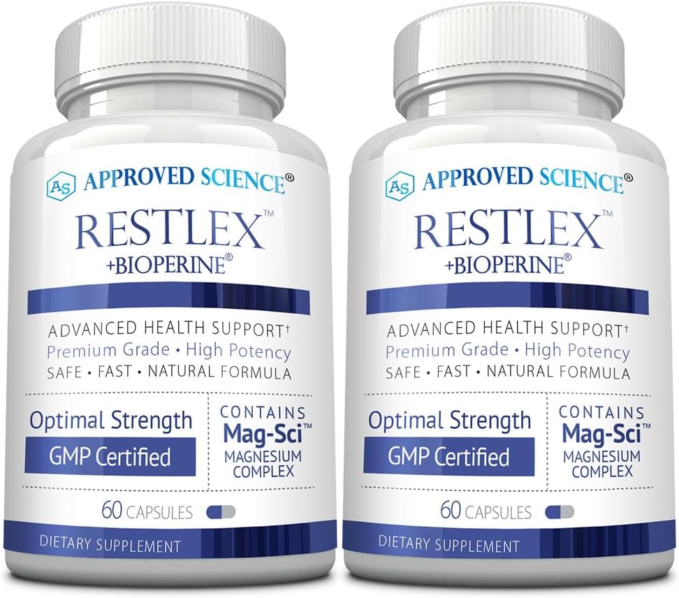 Approved Science Restlex - 420 מ"ג Magnesium Glycinate Band, L-theanine 200 מ"ג - 60 קפסולות - Pack of 2
