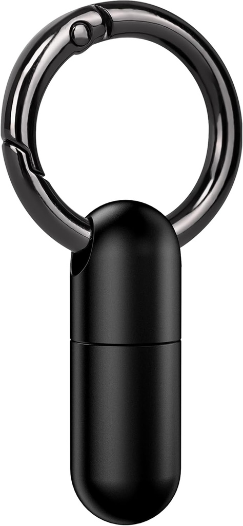 Micro Keychain Pill Holder Titanium Water Proofer for Emergency Medicine, Travel Purse Pocket (Black)
