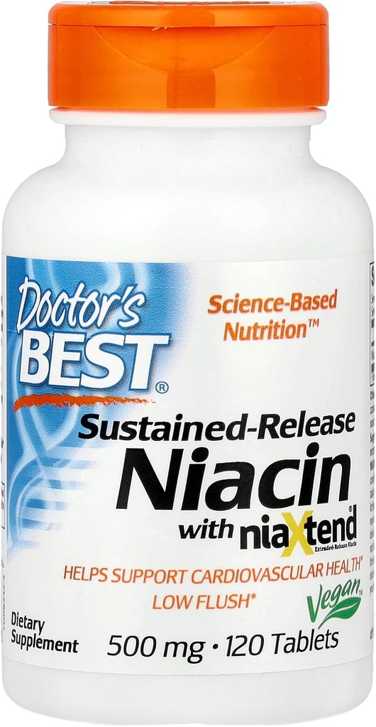 Doctor's Best Niacin Extended ישוחרר, 500 מ"ג, 120 Count