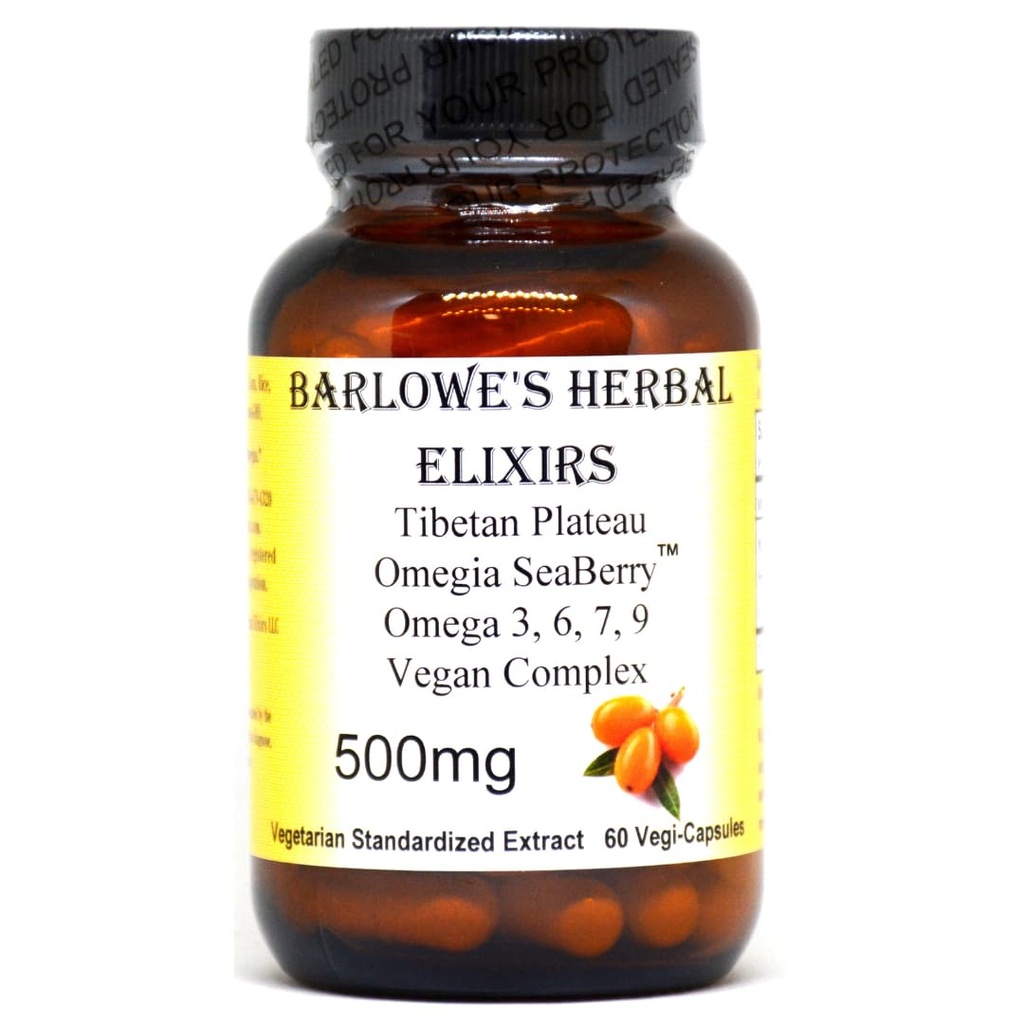 בסביבה הקרובה של Barlowe's Herbal Elixirs Omegia SeaberryTM | Sea Buckthorn | Complete אומגה 3, 6, 7, 9 Fatty Acids | 500 מ"ג פר קפסולה | 60 קפסולות ואג'י | Glass Bottle | Stearate Freeate Freeearate