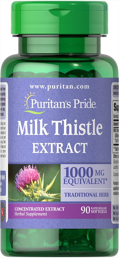 חלב הגאווה של Puritan Thistle 1000 מ"ג, 4:1 לחלץ (Silymarin), 90 Count