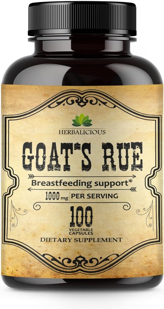 HerBALICIOUS Goat's Rue 1000mg - Natural Goats Rue Herbal Supplement - Natural Galega Officinalis for Breast Feeding - Breastmilk הפקה מזון תמיכה - 100 Caps Caps