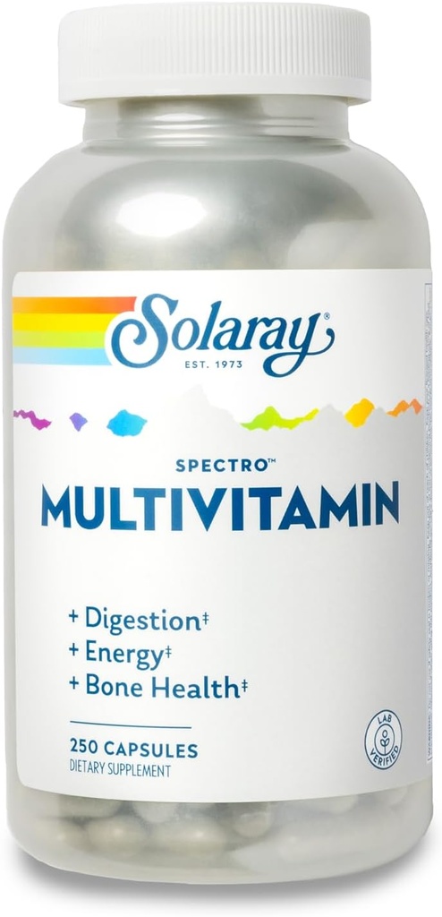 SOLAרי Spectro Multivitamin עם ברזל - ויטמין רב עם Calcium, Magnesium, Energyzing Greens, Herbs & Digestive Enzymes - Digest, Energy, and Bone Health Support (41 משרת, 250)