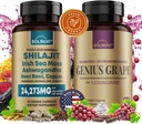 איכות קוגניטיבית בונדלה - Resveratrol Complex & Shilajit Fulvic Acid מינרלים - Sea Mos, Ashwagandha, קלינית נבדקה Cognigrape Red Grape - non-GMO, Gluten-free, טבעוני תוספת תוספת תוספת תוספת תוספת