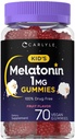 Carlyle Kids Melatonin Gummies | 1 מ"ג 70 ספירה | פירות פלאבי מסטיקמי | טבעוני, Non-GMO, Gluten Free