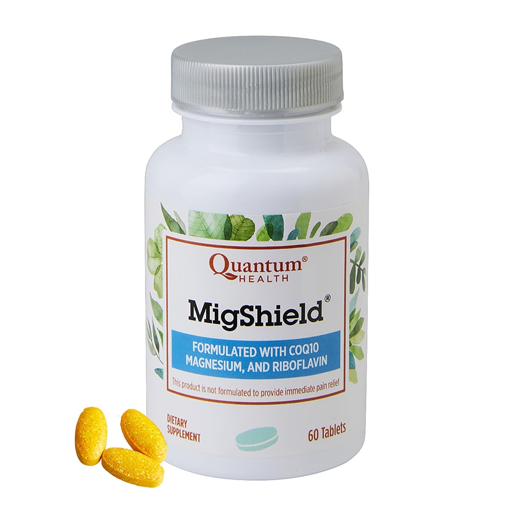 תוסף בריאות קוונטית MigShield Magnesium עם Riboflavin & CoQ10 מסייע לקדם את התפקוד הנכון של המוח והשרירים היומיים תזונה בסיסית עבור נשים וגברים - 60 טבליות