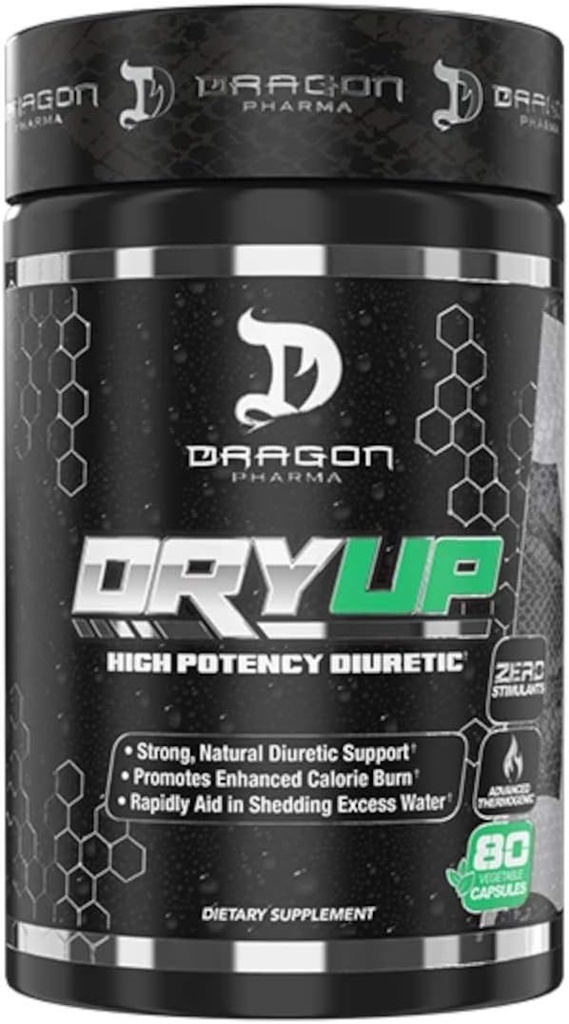 DRAGON PHARMA יבשUp, High Potency Diuretic & Thermogenic Matrix, שימוש גמיש, תוסף Stim-Free, Perfect toהתכונן לתחרות או לצילומים (80 קפסולות)