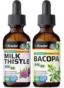 BIO KRAUTER Milk Thistle Tincture 2 Fl. Oz & Bacopa Tincture 2 Fl. Oz.