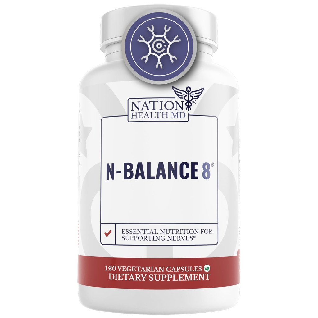 N-Balance8- Nerve Support Formula - תוספת תמיכה עצבית עם Alpha Lipoic Acid, Benfotiamine ו-ALA - תוספי בריאות עצביים לגברים ונשים, 60 קפסולות