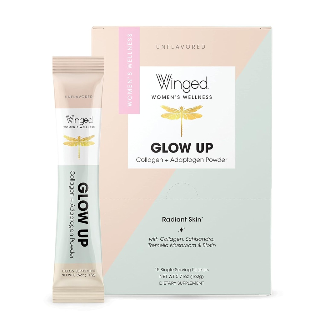 כנף Glow Up Collagen אבקה | Better Hair, Skin, Nails for Women | Grass Fed Collagen Peptides W/Adaptogen Schisandra, Snow Mushroom, ויטמין C & Biotin | Unflavored, non Gmo, 15 Count Counttides W/Adaptogen Schisandra, Snow Mushroom, ויטמין C & Biotin | Unflavored, Non Gmo, Unflavored, Non Gmo, 15 Countt Gmo, 15 Count Count Count, 15 Count, 15 Count Count, 15 Count, 15 Count