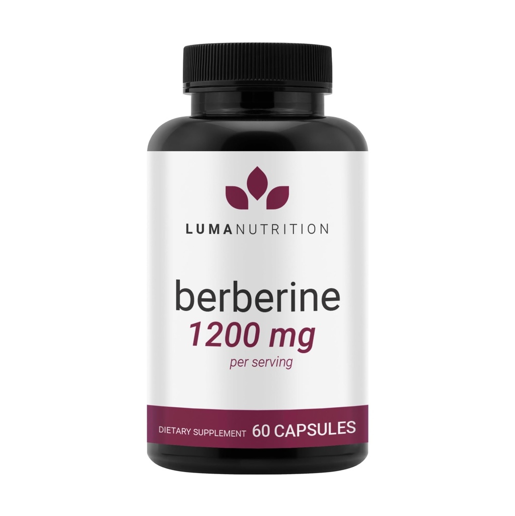 Luma Nutrition Berberine תוסף - Berberine HCL 1200 מ"ג Per לשרת - טבעוני,ten Glu Free, non-GMO - 60 קפסולות