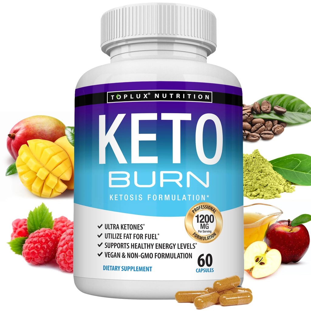 Toplux Keto Burn Pills Ketosis Weight Loss - 1200 Mg Ultra Advanced Natural Ketogenic Fat Burner Using Ketone Diet for Men נשים 60 קפסולות