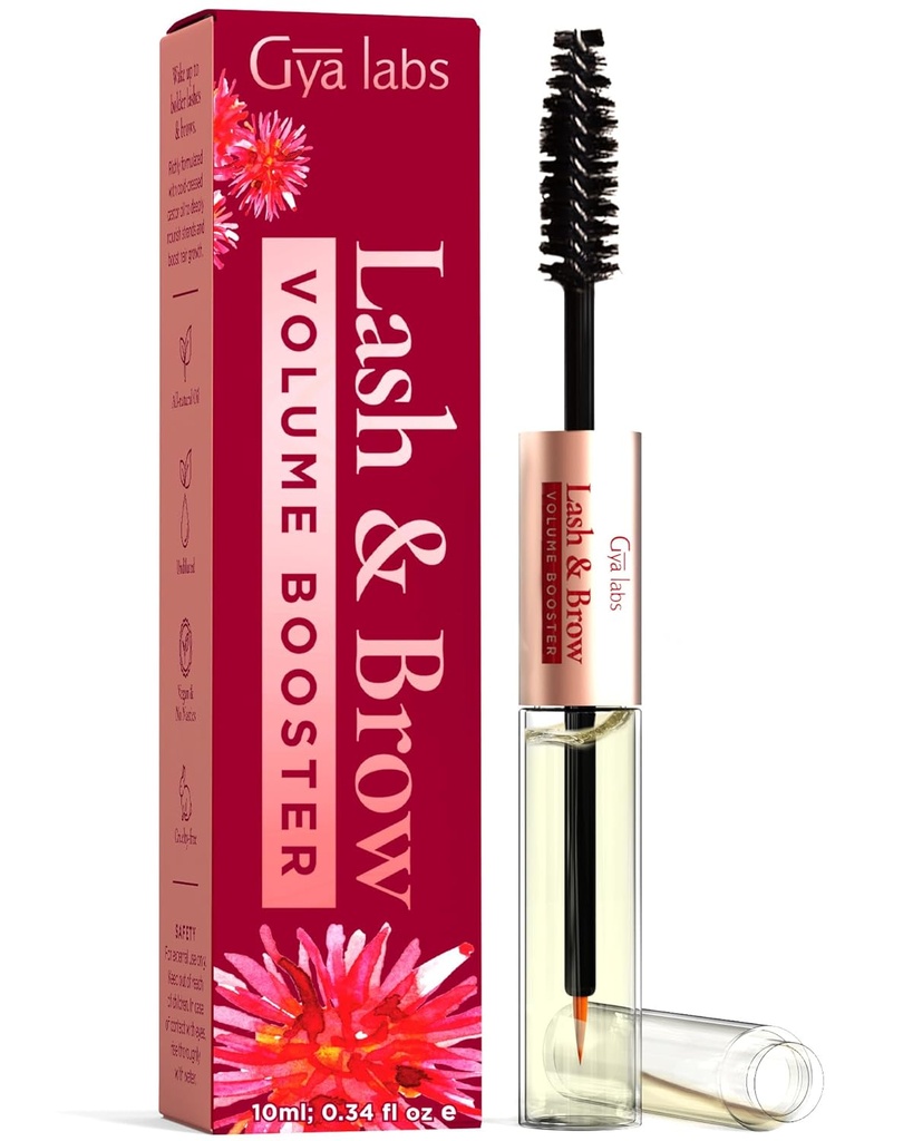 Gya Labs Lash ו Brow שמן - 100% טהור שמן קסטטור שמן eyelash & Eyebrow Serum for Fuller-See Lashes & Brows (0.34 Fl Oz)