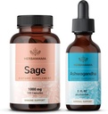 HerBAMAMA סייג' ו- Ashwagandha Kit - Bundle של 1000 מ"ג כיפי עלון ו- Ashwagandha Root Tincture 2 fl oz - טבעוני, non-GMO, Sugar & אלכוהול חינם - 2 Pack