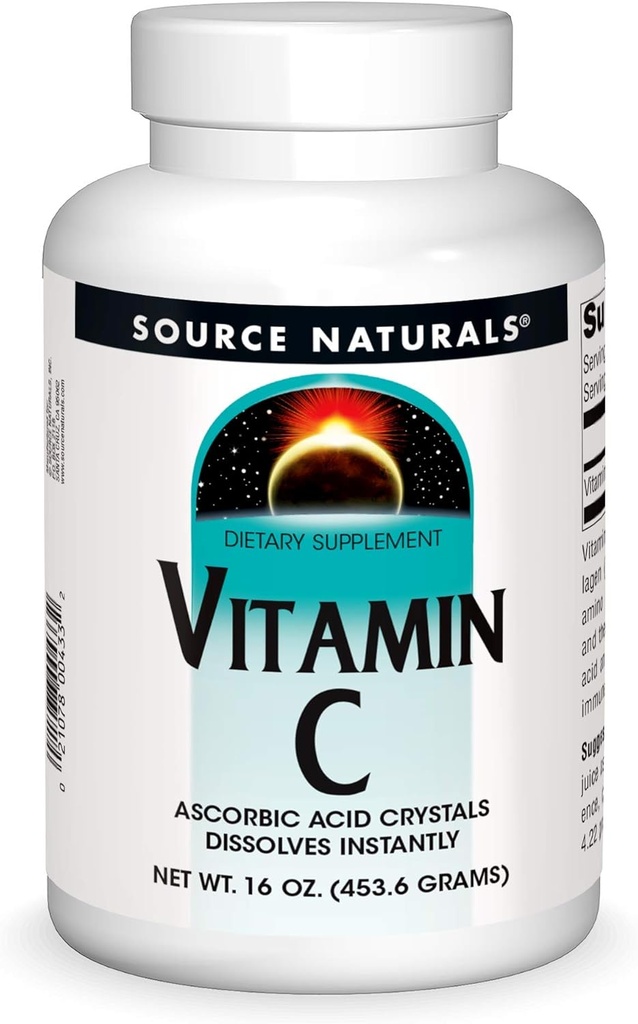 מקור טבעי ויטמין C - Ascorbic Acid Crystals זה Dissolves מיידי, תוספת תזונתית - 16 oz