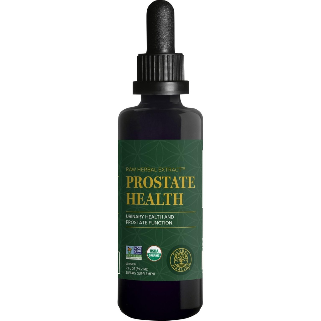 Global Healing Organic Prostate Health - Mens Health Supplement - Prostate Supplements Help Urinary Bladder Control, Frequent Urination הקלה מפחיתה את נסיעות האמבטיה - 2 Fl Oz