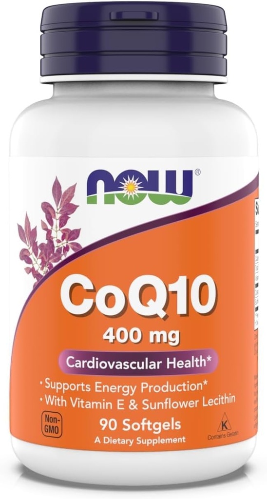 תוספי מזון עכשיו, CoQ10 400 מ"ג, כיתה פרמצבטית, All-Trans Form המיוצר על ידי פרמנטציה, 90 Softgels