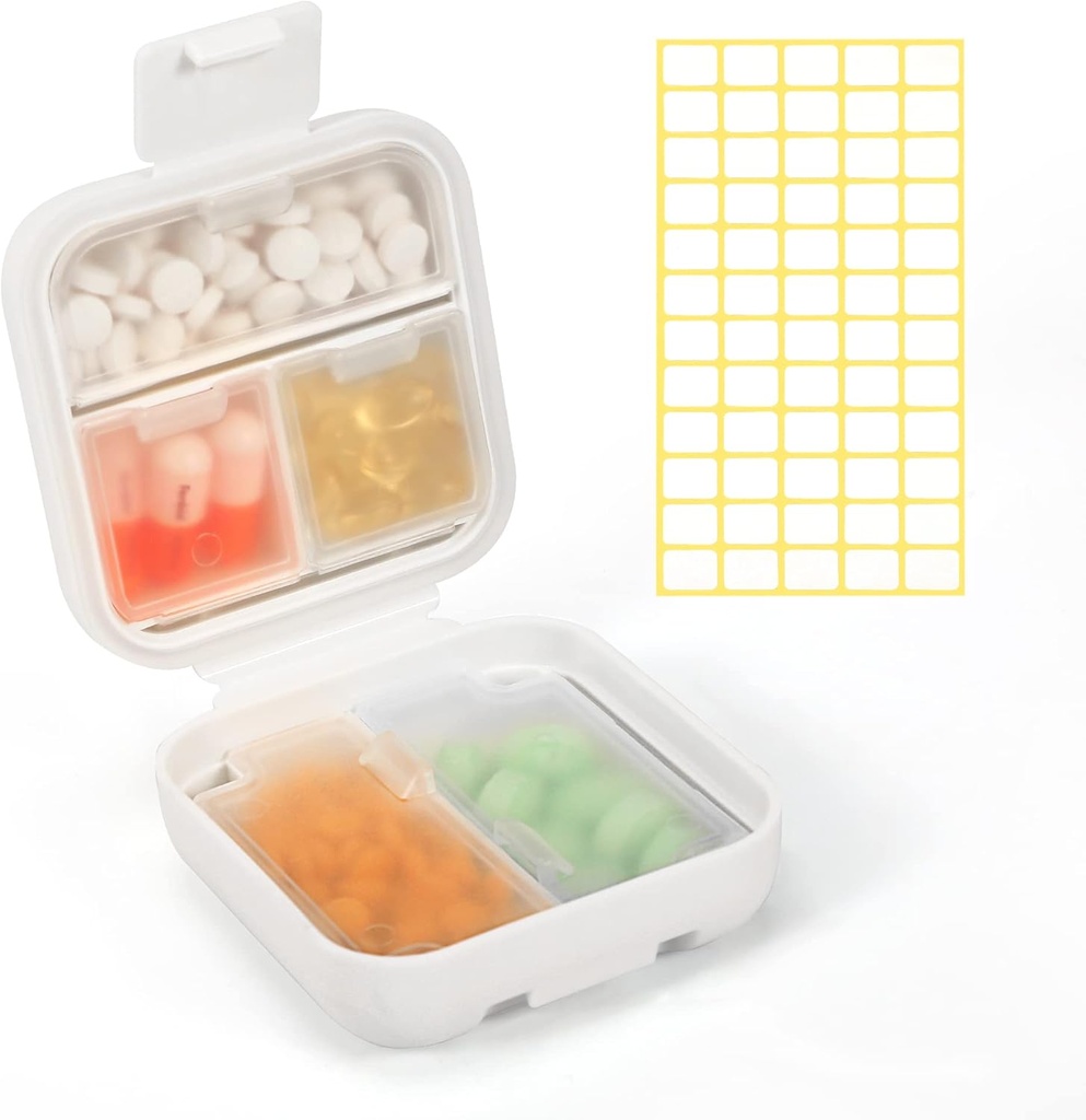 Dynippy Daily Pill מארגנת 5 השוואתיות Portable Moisture Proof Small Pill Case for Pocket Purse Travel Pill Box Portable Diet Oil Holder Container (White)