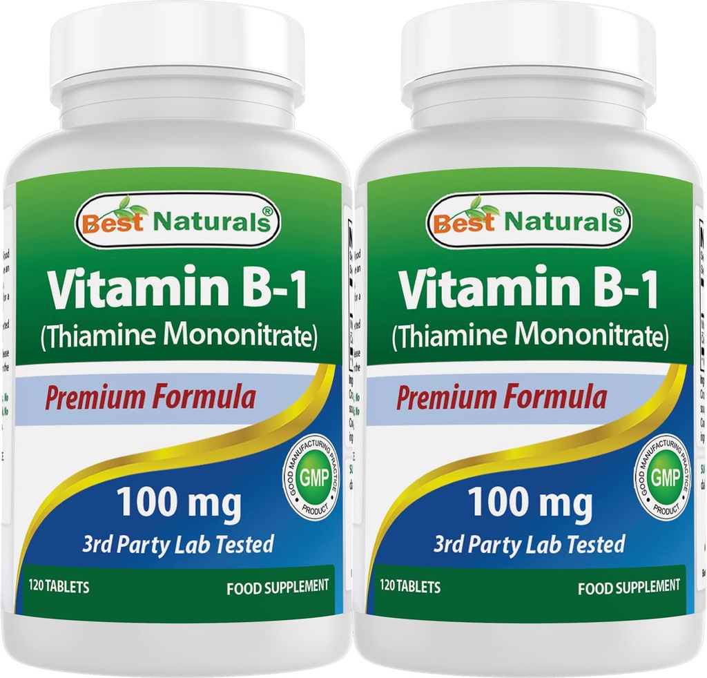 Best Naturals ויטמין B1 כמו Thiamine Mononitrate 100 מ"ג 120 טבליות (120 Count)