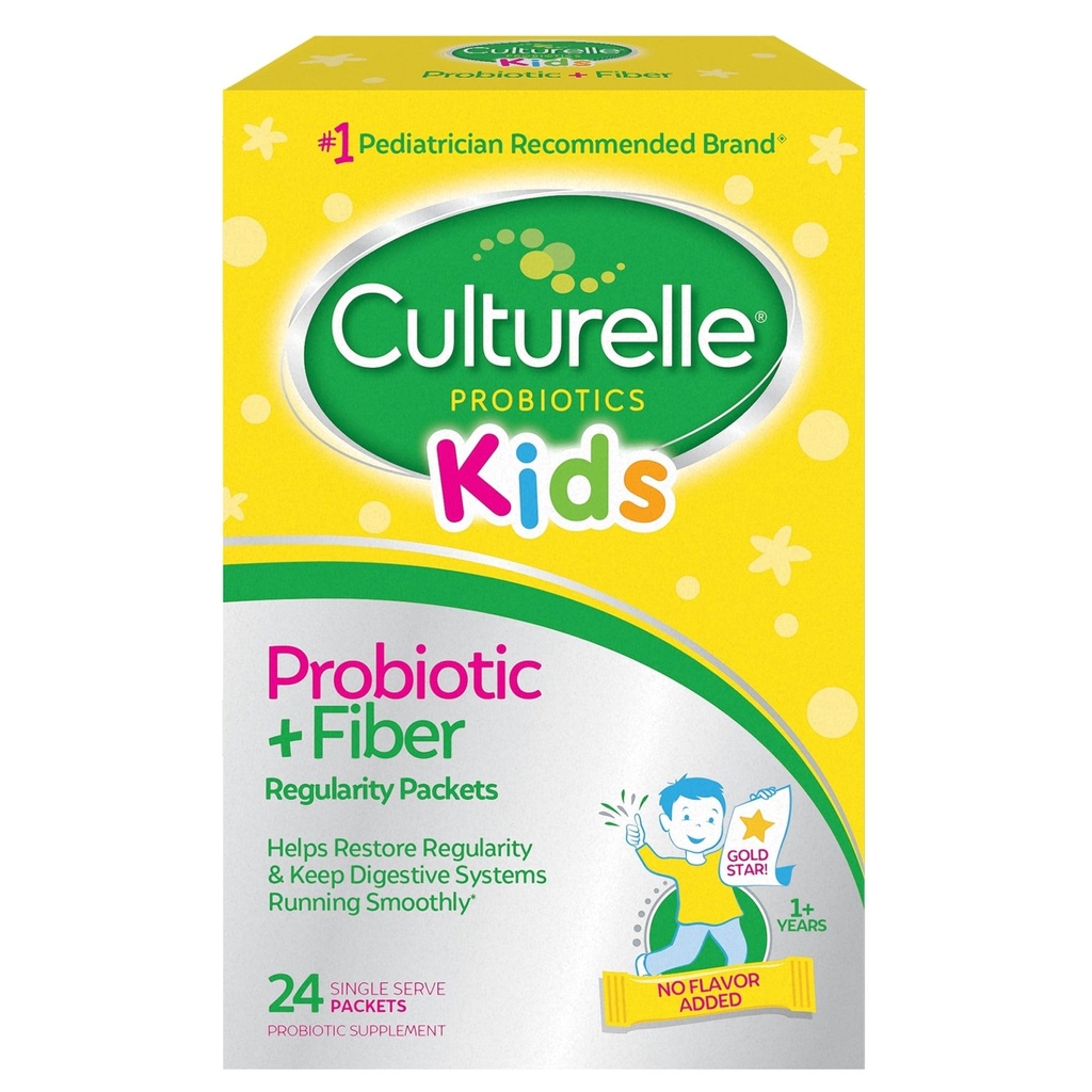 Culturelle Kids Probiotic + סיבים Packets (Ages 3) - 24 Count - תמיכה בבריאות העיכול & Immune - מסייע לשחזר סדירות (Packaging עשוי להשתנות)
