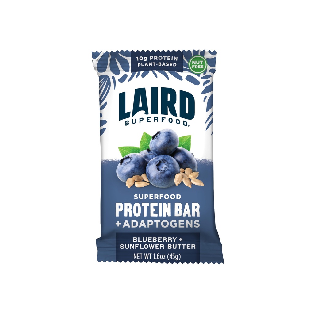 Laird Superfoodal חלבונים Bars, חלבון בר אבל טוב יותר עם חומרים אמיתיים, Mushrooms 10g צמחי מבוסס חלבון, 6g סיבים, Blueberry Sunflower Butter, 10 Count (Pack of 1)