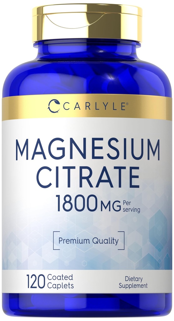 Carlyle Magnesium Citrate | 1,800mg | 120 Coated Caplets | Vegetarian, non-GMO ו- Gluten Free Supplement