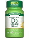 ויטמין D3 5000 IU Softgels | 130 Count | High Potency | Non-GMO & Gluten Free Supplement