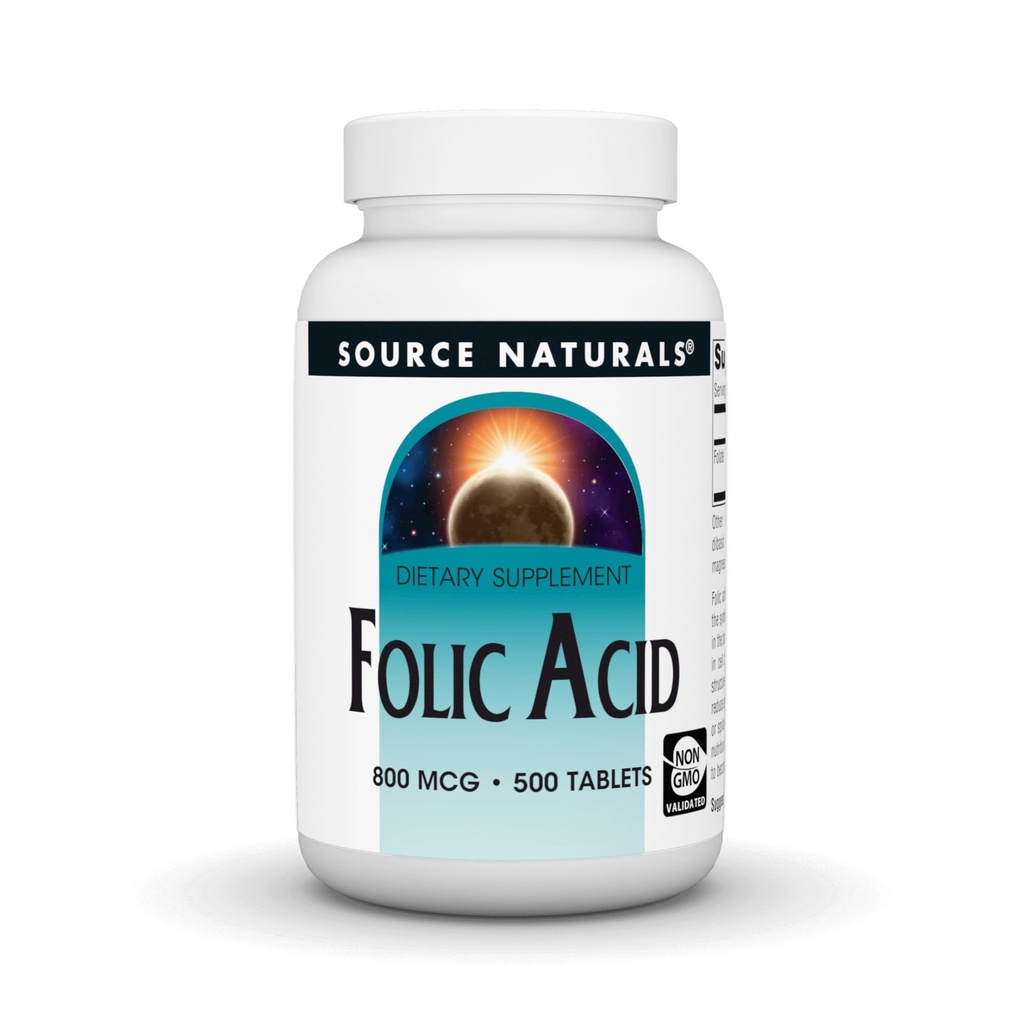 מקור טבעי Folic Acid 800 mcg Dietary תוסף - 500 טבליות
