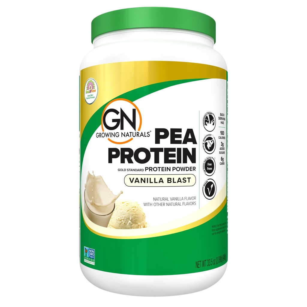 גידול טבעי אבקת חלבון Raw Pea, חלבון צמחי טבעוני מבוסס חלבון, BCAA, Low-Carb, Low-Sugar, Vanilla Blast, 2 פאונד (Pack of 1)