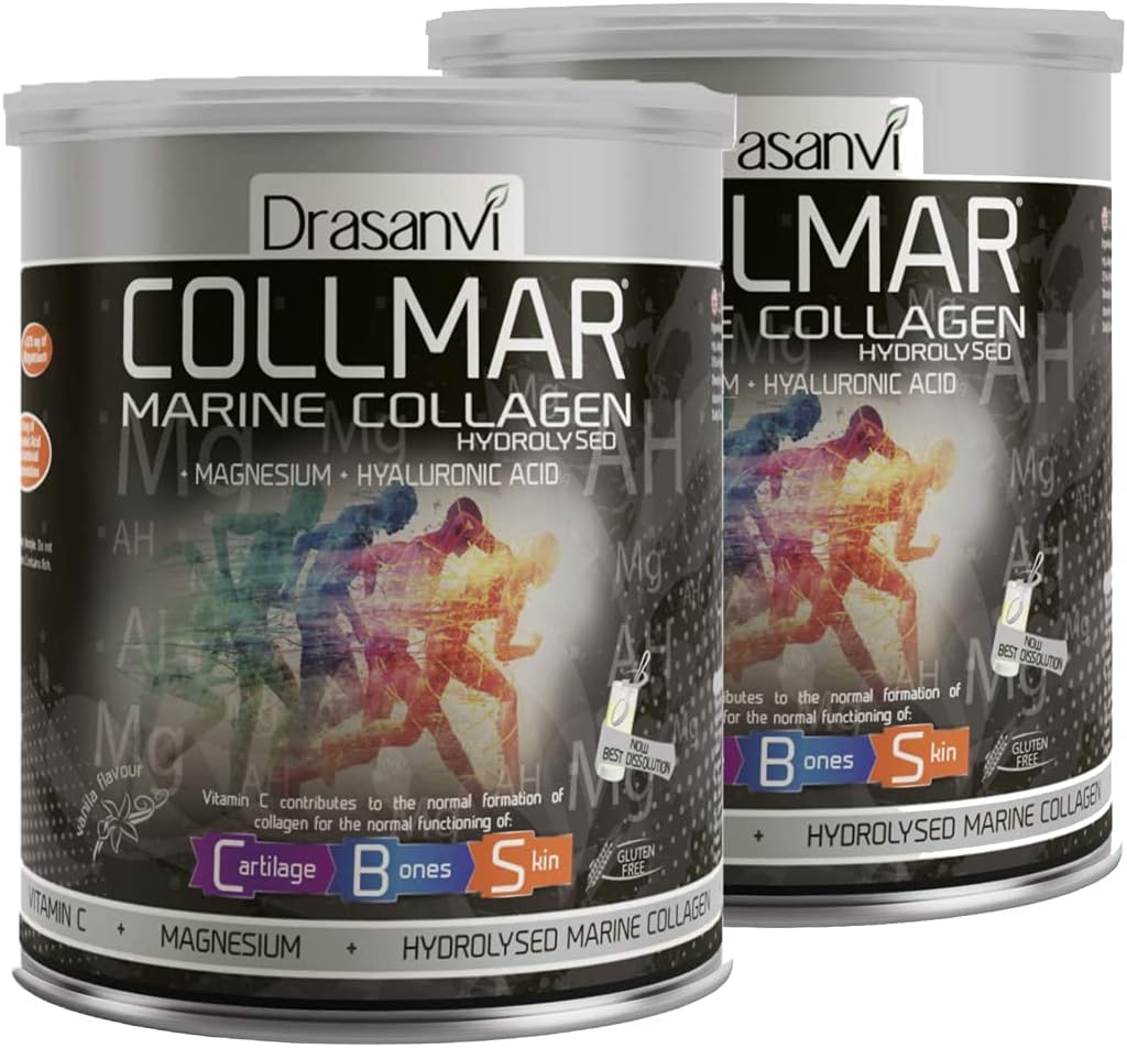 Drasanvi 2 Pack Collmar hydrolyzed Marine Collagen עם אבקת Magnesium 300g Vanilla Flavor - תוספת ספרדית עבור a בריאה Skin Cartilage ועצמות - עוזר המינימיזציה של עייפות ו Fatigue
