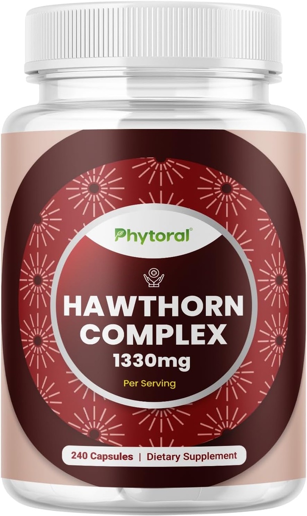 חוזק גבוה הות'ורן ברי קפסולות - Pure Antioxidant הותורן ברי תוספת עם Leaf & Flower לחלץ 4:1 עבור לב בריא & העיכולion - תמיכה באנרגיה עבור גברים ונשים - 240 Count Pack