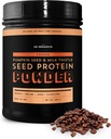 Sun Bay Organics Pumpkin and Milk Thistle Seed Vegan אבקת חלבון - 1lb Canister - אבקת חלבון מבוססת צמחי קפה שקד - 13g חלבון תערובת - סויה, חלב, סוכר, וגלוטן חינם