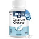Freeda Calcium Citrate - תוסף כוח העצם טבעוני כשר - תומך בעצמות העצם ותפקוד השרירים - Calcium 1000 מ"ג לשרת - לא תוספת ויטמין D - (100 טבליות)