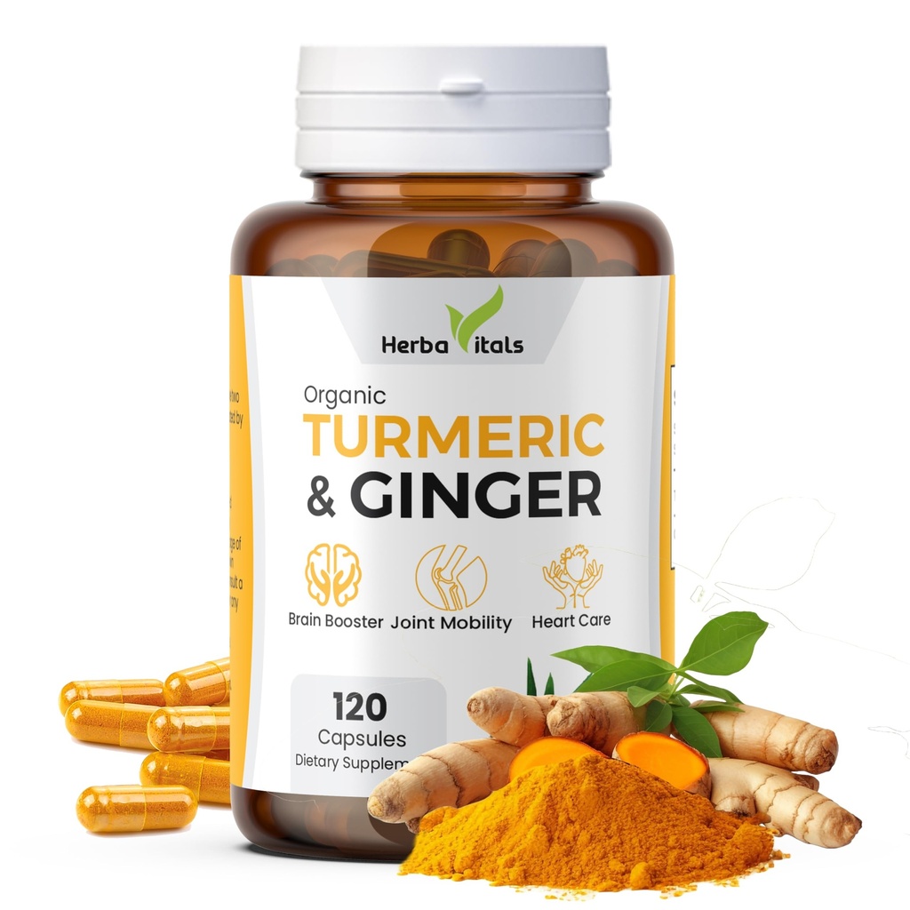 טבליות Turmeric וג'ינג'ר: Turmeric Curcumin עם ג'ינג'ר (120 קפסולות) 500 מ"ג (Best Turmeric עם ז'ינג'ר .