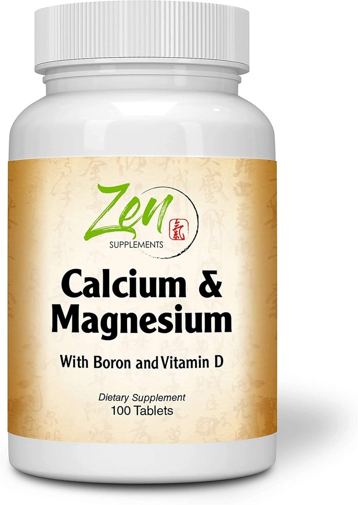 תוספי זן - Hi Potency Calcium & Magnesium with D3 & Boron for Enhanced Absorption, תומך בריאות העצם ועצמות 100-Tabsity