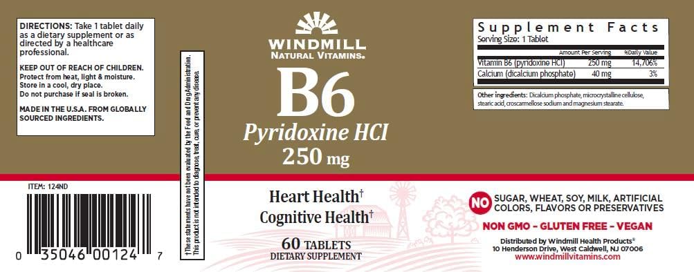חבילת 3 EACH WM VITAMIN B-6250MG 60'S PT3504600124 [בריאות ויופי]