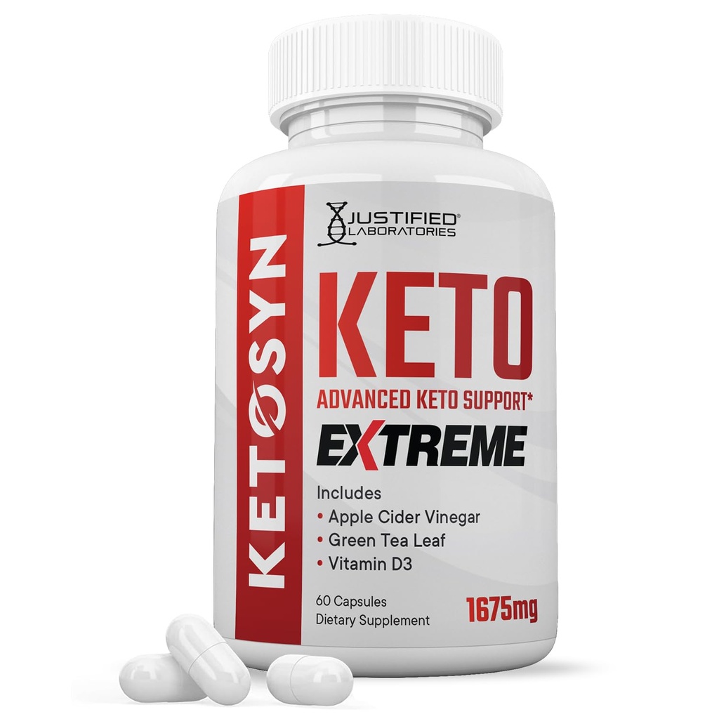 Ketosyn Keto ACV Extreme Pills 1675 MG Keto תמיכה בלנדרה אלטרנטיבית ל-Kto ACV Gummies פורמולה עם Apple Cider Vinegar אקסטרה אבקת שמן זית ירוק עין 60 קפסולות