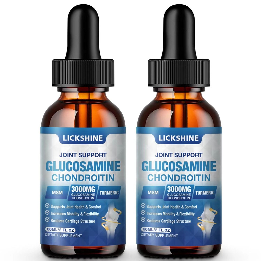 2 Pack Glucosamine Chondroitin MSM נוזל טיפות - תוספת תמיכה משותפת תוספת כוח למבוגרים עם Quercetin Boswelia, Bromelain, Hyaluronic Acid, Antioxidant Immune תמיכה (4 Fl oz)