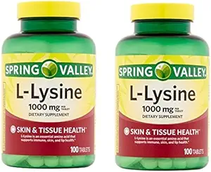 עמק האביב - L-Lysine 1000 מ"ג, 100 טבליות (Pack of 2)