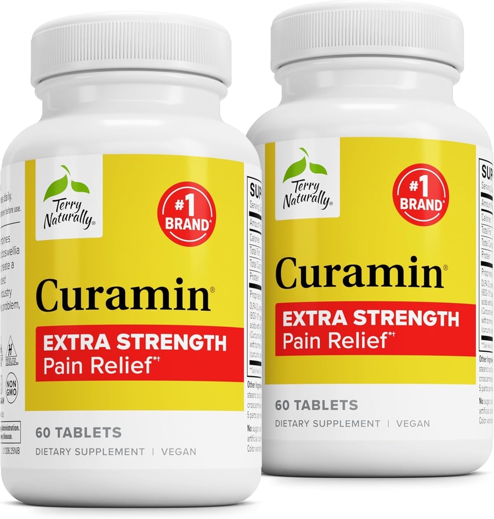 טרי קורטמין תוספת כוח - Curcumin & Boswellia for Healthy Circulation Support - תוסף Turmeric לתמיכה בשילובים, בריאות שרירים & Endorphin הפקה - 60 טבליות (Pack of 2)