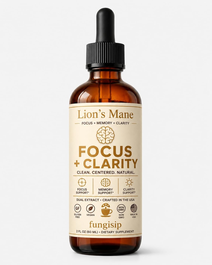 Lion's Mane Tincture - אורגני Brain & Focus Support - Ultra-Potent אלכוהול מבוסס חומצה פולית - 2 oz