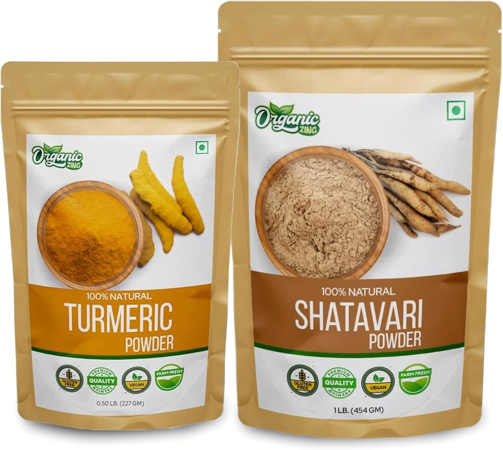 OrganIC ZING Shatavari- 454g & Turmeric אבקת 227g