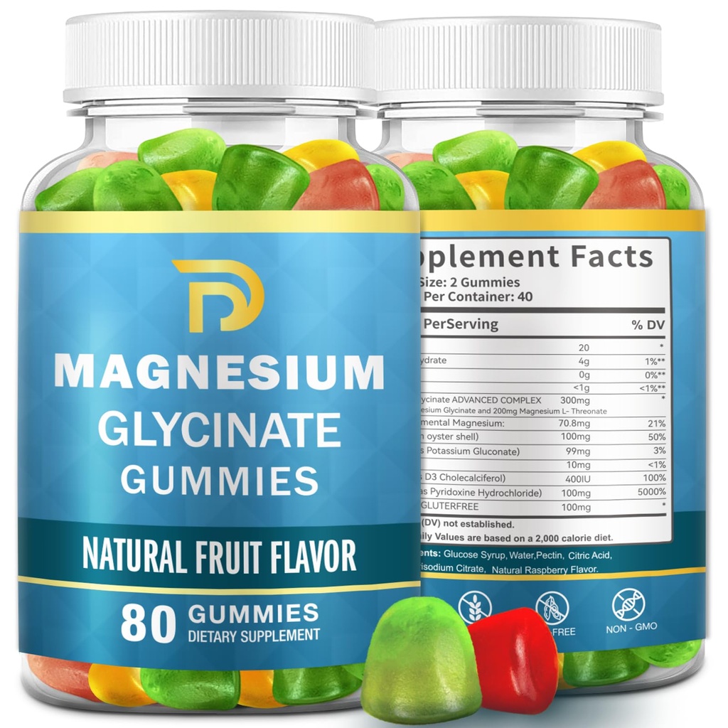 (2 Packs) Magnesium Glycinate חניכיים למבוגרים וילדים, Magnesium Malate ללעוס 400 מ"ג,