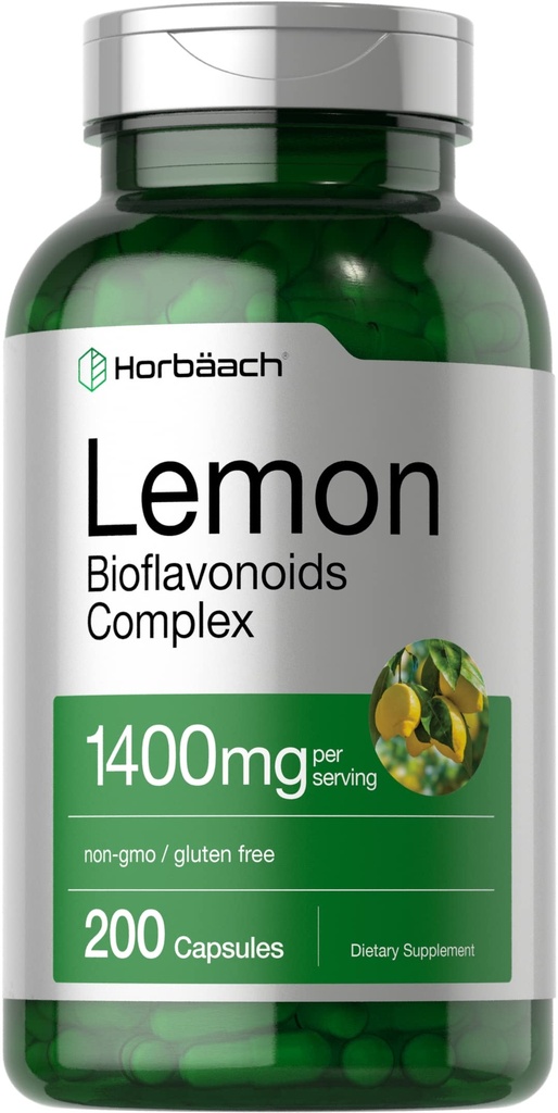 Horbäach לימון Bioflavonoids תוסף | 1400 מ"ג | 200 קפסולות | מורכבות עם Rutin ו Hesperidin | Non-GMO ו Gluten Free
