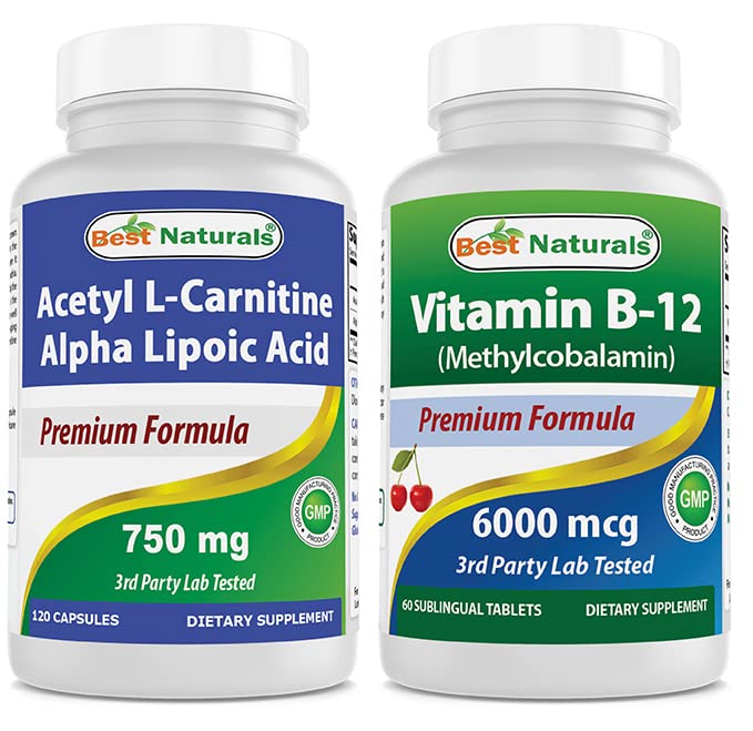 Best Naturals Acetyl L-Carnitine ו-Alpha Lipoic Acid 750 מ"ג ויטמין B-12 6000 mcg