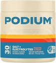 Podium תזונה אימון מלח + אלקטרוליט אבקת, Peaches & Cream, Post Workout hydrotion & שריר התאוששות תמיכה, משקה אלקטרוליטי, Magnesium, Potassium, Calcium & Sodium מלחים, 30 משרתים
