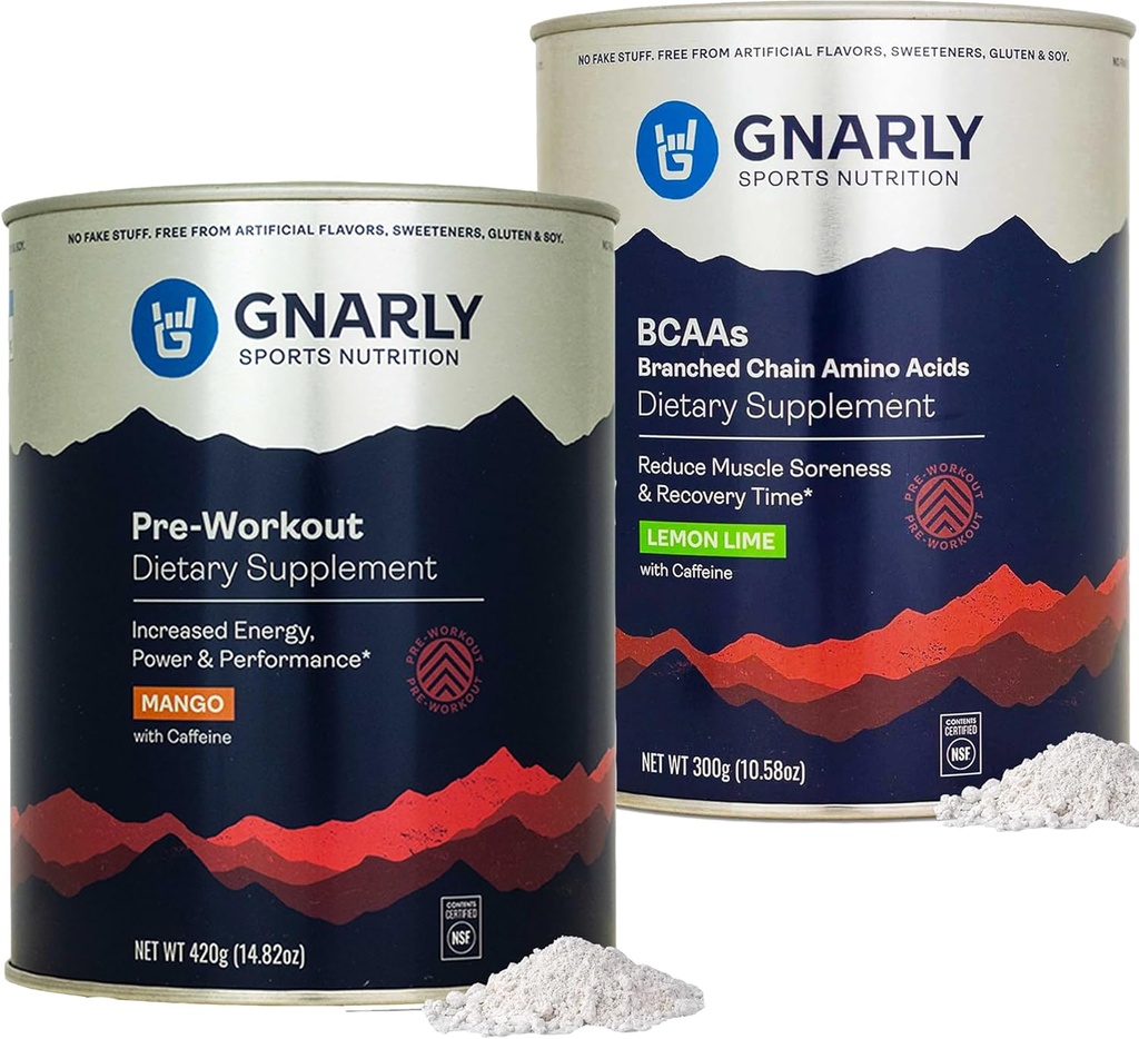 Gnarly Nutrition Preworkout מנגו (14.82oz) BCAAs לימון Lime (10.58oz)