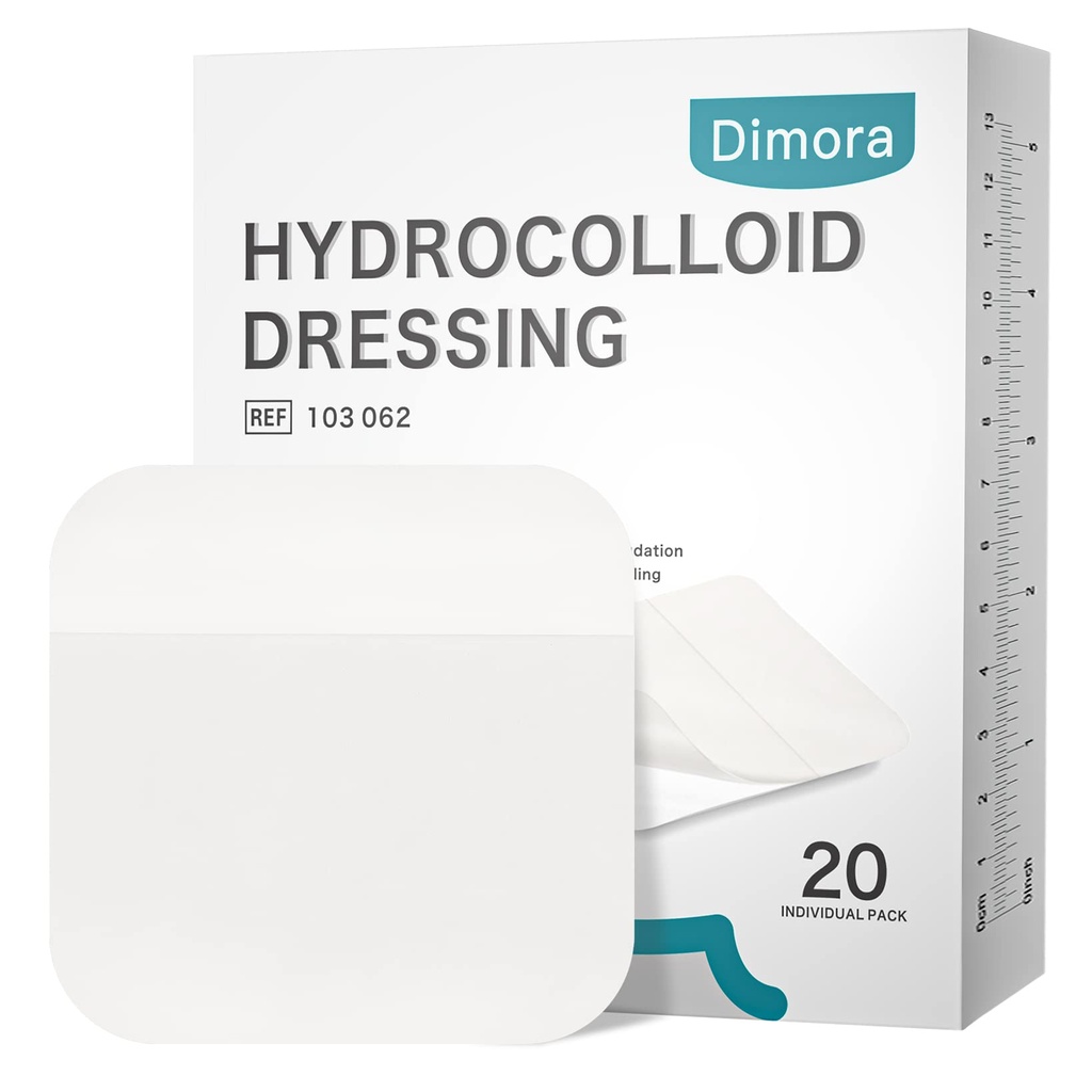 Dimp 20 Pack hydrocolloid Wound Dressing, Ultra Thin 4 " x 4" להקות פטך גדולות עם עצמי-Adhesive